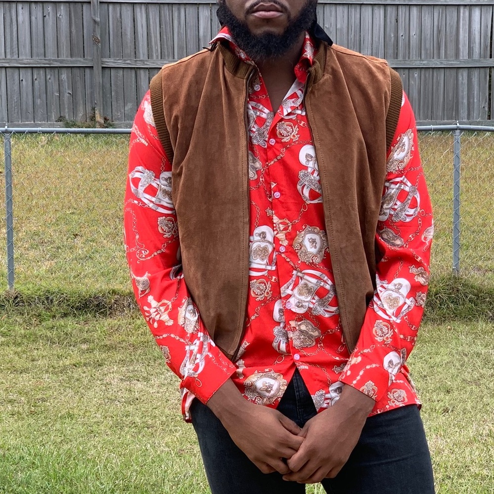 RED CHAIN FASHIONNOVA MEN DRESS SHIRT